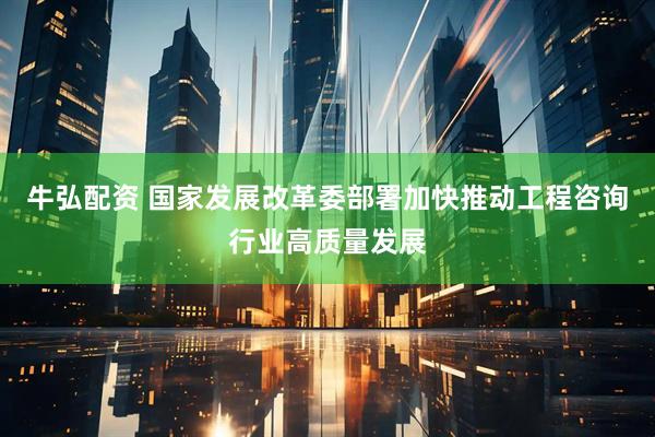 牛弘配资 国家发展改革委部署加快推动工程咨询行业高质量发展